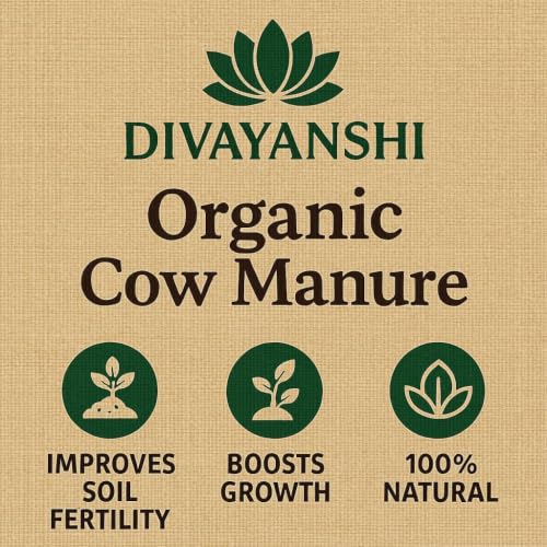 Image of DIVAYANSHI Organic Cow Manure - Enriched Desi Cow Dung Compost | Nourishes Plants Naturally for Healthy Growth & Blooming Gardens (15kg)