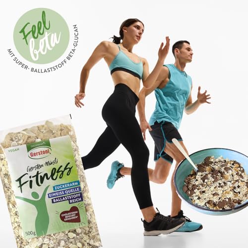 Gerstoni Gersten-Müsli Fitness (6x500g) - Zuckerarmes Basis-Müsli - pflanzl. Eiweißquelle, ballaststoffreich mit Gersten-Beta-Glucan für gesundes Frühstück - natürlich, nachhaltig & cholesterinarm