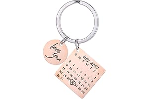 Personalized Engraved Anniversary Calendar Date Keychain for Her
