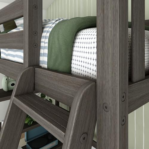 Image of Max & Lily High Loft Bed, Twin Bed Frame For Kids With Bookcase, Clay