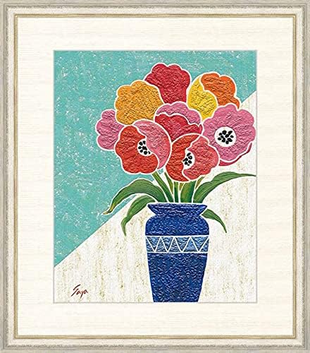 Amazon F8 デフォルメされた可愛らしい花たちの絵 大 額 チューリップ 佐藤沙耶 アート インテリア 安らぎ 潤い 壁掛け G4 Cs0068 置物 オブジェ オンライン通販