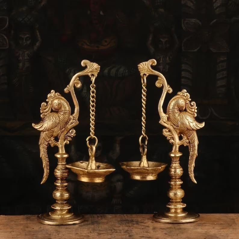 Mlas Decor Antique Brass Peacock Diya Lamps, Set of 2, Diya Lamp Brass Peacock Hanging Diya Indian Festive Decor, Brass Lamp Housewarming Gift Home Decor Diya 9 Inch (B0DF6PWVQ5) Amazon Price History, Amazon Price Tracker