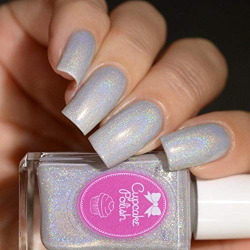 Look At You Go-Go - dove gray white holographic nail polish by Cupcake Polish