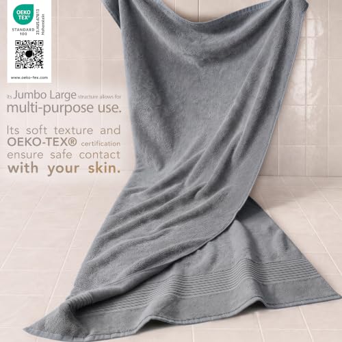 Image of Cotton Paradise 100% Cotton Turkish Towel Set, Soft Absorbent Quick Dry, 2 Piece 35x70 Bath Sheet Set, Light Grey