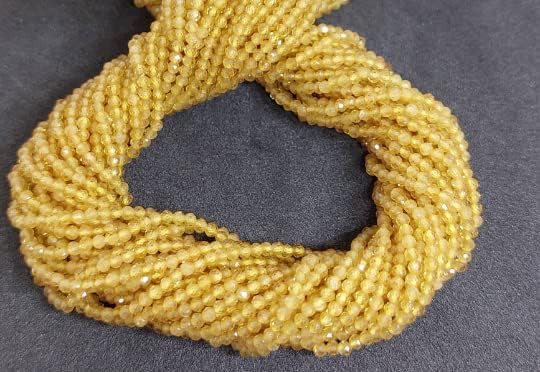 Miniatura 4 de Krishiv Exports - Cuentas de Rondelle con microfacetas de zafiro amarillo y zafiro amarillo Rondelle, 0.079 in, 13 hilos