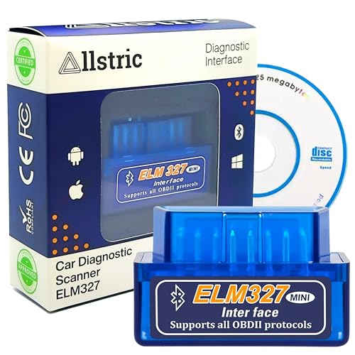 Allstric OBD2 Bluetooth. Lector ELM 327 para Diagnosis Coche multimarca. Herramienta de análisis obd2 Diagnosis. ELM327 Bluetooth Original. Maquina Diagnosis de Errores y Fallos. OBD2 y CD