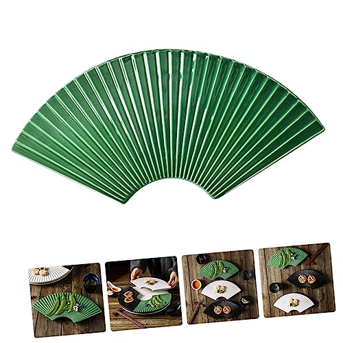 Plato japonés de cerámica para sushi estilo abanico miniatura 3