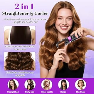 Go Brush Pro for Short Hair, Cordless Hair Straightener Brush, Ceramic Hot Comb, 4 Heat Settings & LED Screen, Rechargeable Heated Straightener Brushes for Short Long Hair Travel Daily