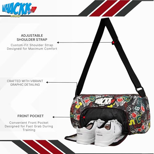 Image of Whackk Track Printed Rugby Gym Bag|Fitness Bag|Sports Duffle|Multipurpose Carry Bag |Travel Duffel Bag|Adjustable Strap|Unisex|Sports Kit Bag