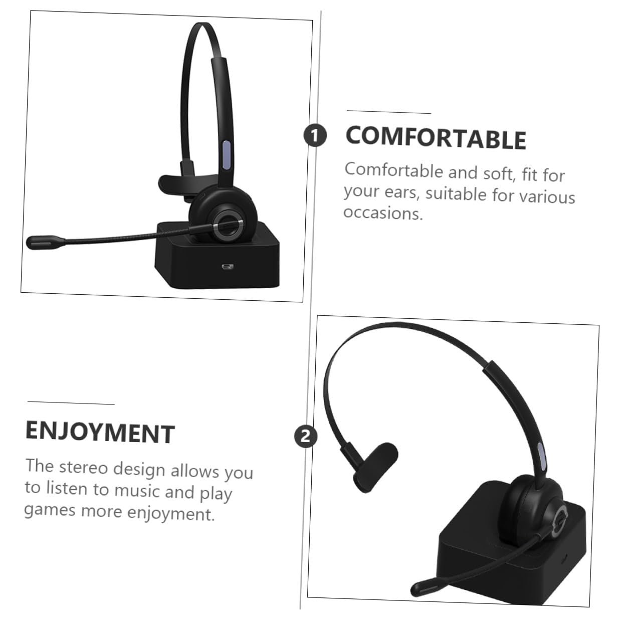 Cuffie Archetto Wireless 5.0 con Riduzione Rumore Attiva, Morbide e Comode, per Fitness, Materiale Abs e Pu