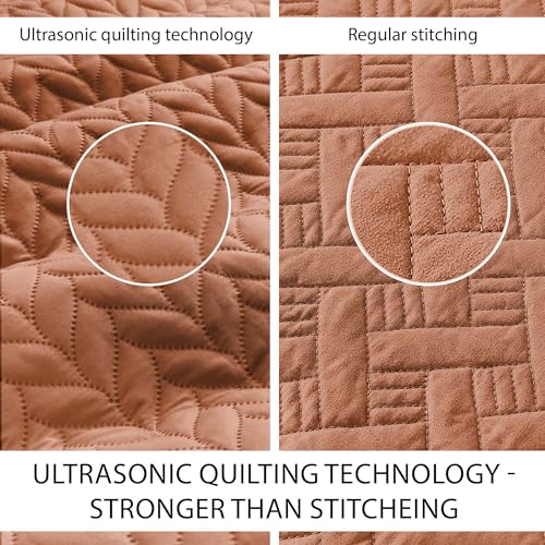 IR Imperial Rooms Twin Quilt Bedding Set (68” x 86”) - Bulk Pack of 10 Wholesale for Hotels, Guest Bedroom & Airbnbs - Lightweight Microfiber Reversible Embossed Quilts Bedspreads (Rust)