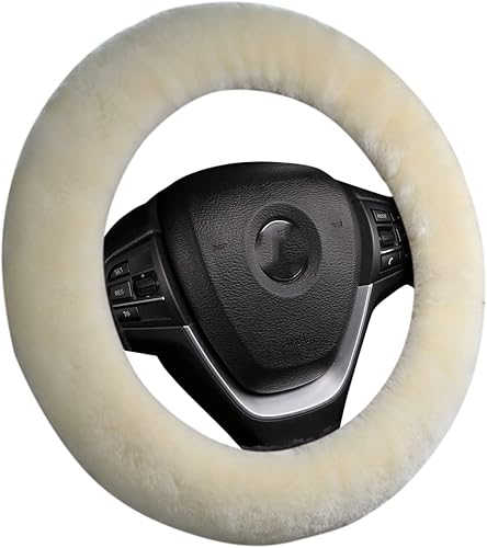 Miniatura 58 de OGLAND - Funda de volante de piel de oveja de felpa suave y esponjosa, para vehículo universal, mujeres y hombres, 14,5-15,5 pulgadas, accesorios