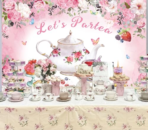 Let's Partea Fondo Rosa Floral 7x5FT para Fotografía miniatura 3
