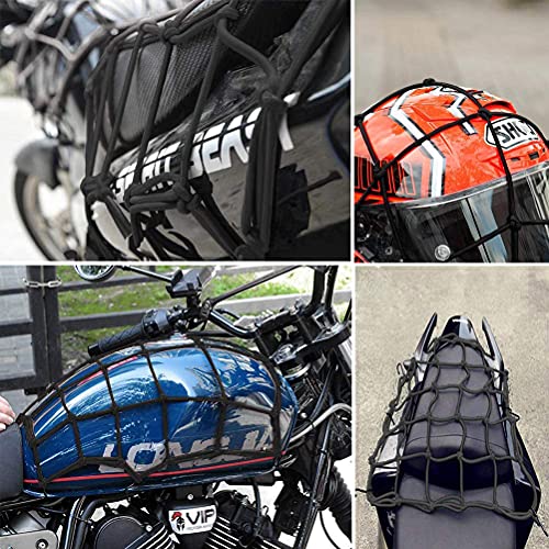 Qiwenr 2pcs Filet pour Casque Moto, 2pcs Sangle Bagage Elastique 60cm avec Crochets, pour Vélo Moto Net Moto Filet Transport pour Fixer Casque Bagage Sac