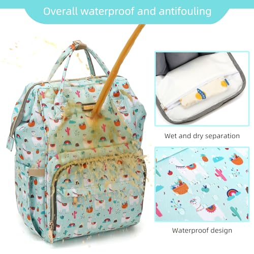 Image of GAIVP Diaper Bag Backpack, Diaper Bags for Baby Girls Boys, Baby Bags for Moms Dads, Nappy Changing Bag with Insulated Pockets,Multi-functional Waterproof Backpack with Stroller straps-Green