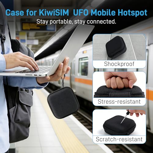 Image of KiwiSIM 4G LTE Mobile Hotspot, Portable WiFi 6 Device 1GB Data 30 Days | Compatible with AT&T, T-Mobile, Verizon, No Contract, Pay as You Go, UFO Shape Design, Black