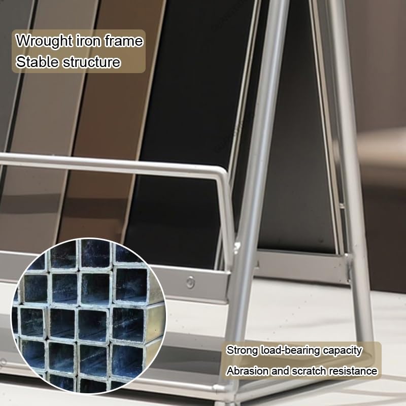 Présentoir Portable à 3 Niveaux en métal Double Face pour Carreaux, idéal pour Les Salons Professionnels - Présentoir d'échantillons sur Pied pour matériaux de Construction (60 x 15 x 35 cm)