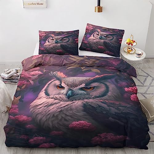 Bettwäsche 155x220cm Eule Bettbezug Set 3 Teilig Süßes Eulenmuster Einzelbett Bettbezug Weiche Microfaser Wendebettwäsche Mit Reißverschluss und 2 Kissenbezug 80x80cm Bettwäsche 155x220cm Eule Bettbezug Set 3 Teilig Süßes Eulenmuster Einzelbett Bettbezug Weiche Microfaser Wendebettwäsche Mit Reißverschluss und 2 Kissenbezug 80x80cm