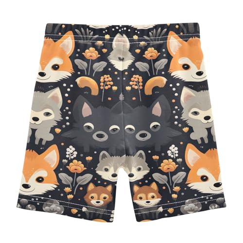 Girls Cotton Bike Shorts Cute Fox Print Toddler Summer Outfit Athletic Spandex Undershorts, 4T2