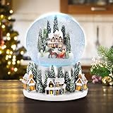 Christmas Village Snow Globe Lantern Musical Lighted Snowy Mountain Village Water Lantern with Swirling Glitter Decoration for Christmas Home, Living Room, Battery Operated