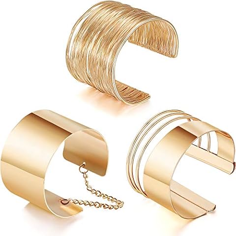 Pulseras Brazaletes Ancho de Puño Dorado Hicarer Cover