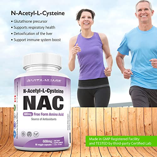 Vita-Nuage NAC N-Acetyl-L-Cysteine 600mg - Immune System Support, Liver Detox - 90 Caps - Image 3