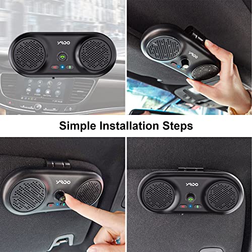 1Mii Mk02 Bluetooth Car Speakerphone With Visor Clip, Wireless Bluetooth 5.0 Car Kit For Handsfree Talking, Motion Auto On, Voice Guidance, Support Siri Google Assistant, Dual Speakers #TOP6
