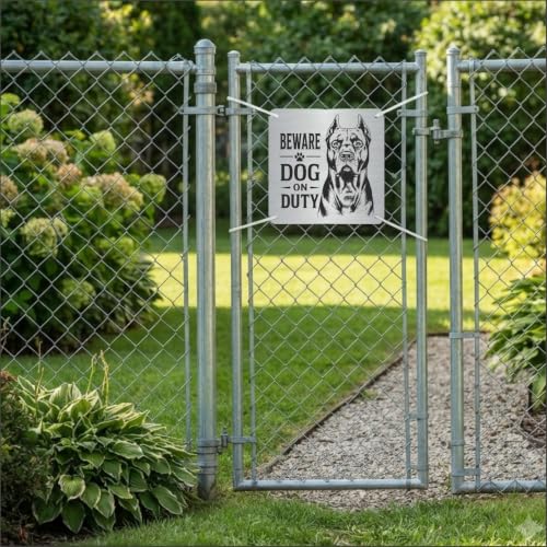Image of Beware of Dog ZOUPLE Sign, Pitbull, 6 inchx6 inch, Dual Mount, JSL Brand Steel, Laser Print