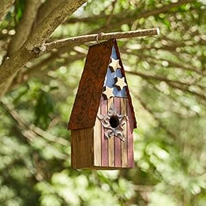 Glitzhome Wooden Hanging Patriotic USA Distressed Garden Bird House for Outdoors 12.5" H Glitzhome Wooden Hanging Patriotic USA Distressed Garden Bird House for Outdoors 125 H