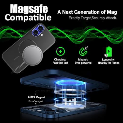 Image of AIBEX Ultra-Thin Mag-Saf Back Cover Case Compatible with iPhone 16 Pro| Slim Fit Scratch-Resistant Matte | Magnetic Wireless Charging | Microfibre Lining | Camera Protection (PC Material) - Black