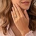 PEORA Simulated Emerald Solstice Ring for Women 925 Sterling Silver, 5mm Round Shape, Comfort Fit, Size 7