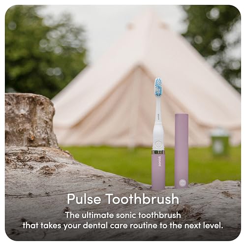 Sonisk Pulse Elektrische Zahnbürste, batteriebetrieben, tragbare Reisegröße mit antimikrobieller Schalltechnologie, 1 x Akku, 2 x Bürstenköpfe, 1 x Reiseetui im Lieferumfang enthalten (Flieder) – Bild 3