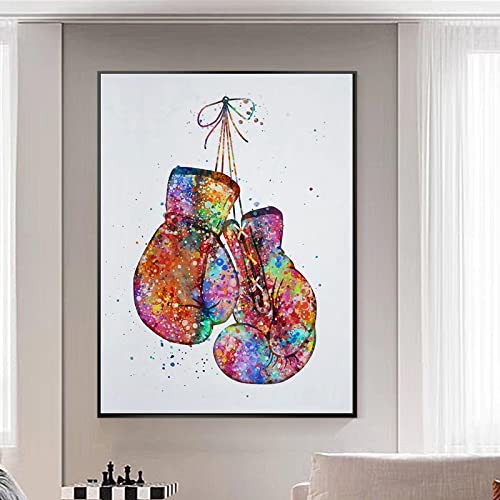 Gants de boxe colorés en impression sur toile street art vibrant pour décoration de salon et chambre