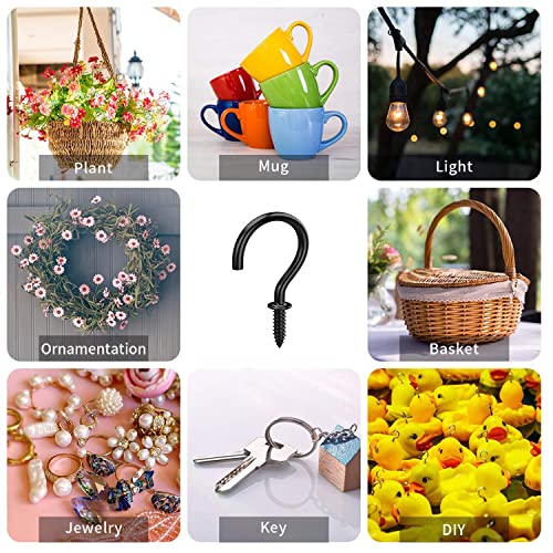 Axe Sickle Black 100Pcs 1 Inch Metal Cup Hook Mini Screw Hook for Hanging - Image 6