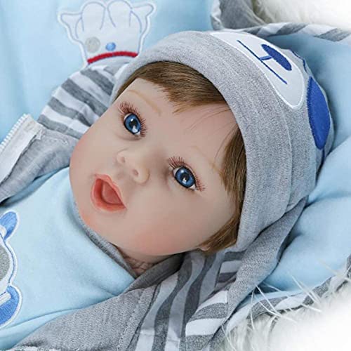 dfff Lebensechte 18 Zoll 45 cm Reborn Baby Boy Puppe Weiches Silikon Realistisch aussehende Neugeborene Puppen… – Bild 5