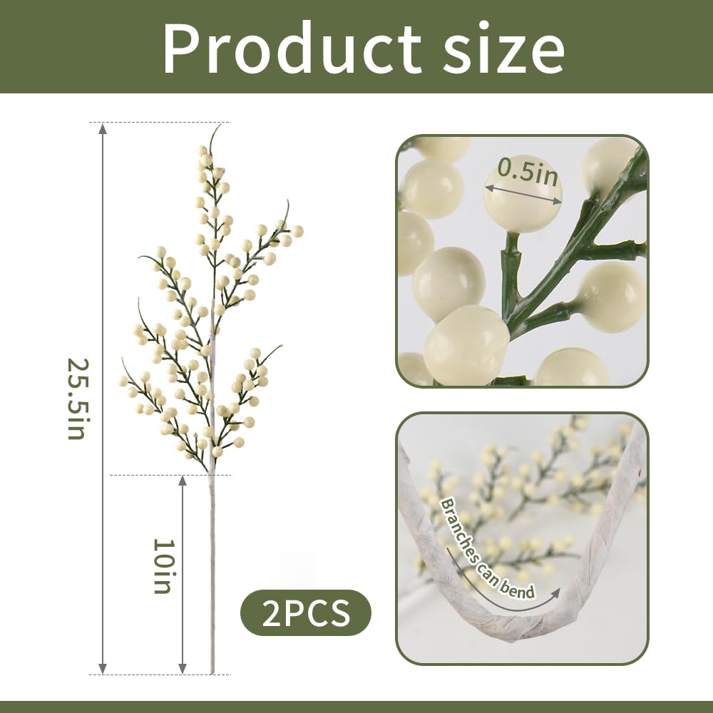 HUIANER Artificial Berries, 2pcs Christmas Berry 25.5