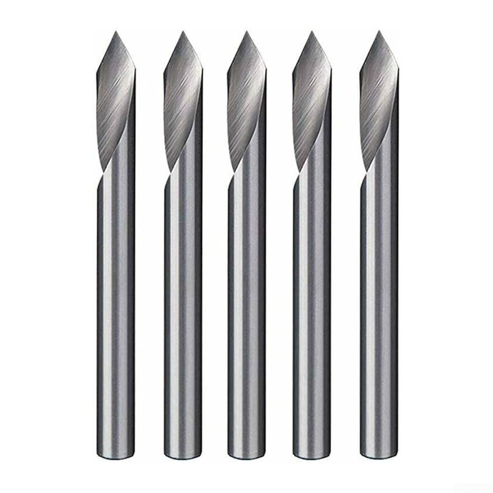 5 Pieces 60 Degree V-Groove Engraving Tool Flat Bottom CNC Spiral Router Bits 1/8