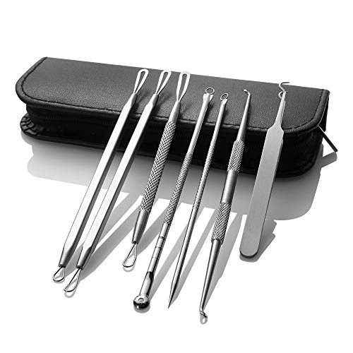 8pcs herramienta de eliminación de extractor de acné de acero inoxidable cuidado de la piel facial removedor de espinillas espinillas kit de aguja de acné extractor de comedón