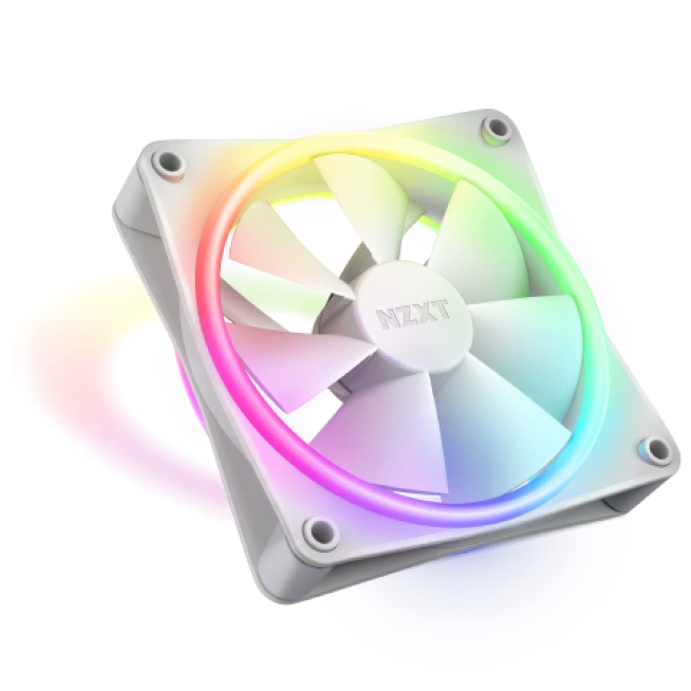 NZXT F120 RGB Duo - 120mm doppelseitiger RGB-Lüfter – 20 einzeln adressierbare LEDs – ausgeglichener Airflow und statischer Druck – Fluiddynamisches Lager – PWM-Steuerung – Weiß