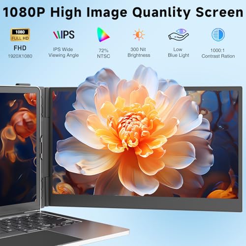 Image of KEFEYA Laptop Screen Extender, 14 inch FHD 1080P Portable Monitor for Laptops, 0.19 inch Ultra-Thin Laptop Monitor Extender for 13-17 inch with USB-C /HDMI Port, Plug n Play for Windows /Mac /Android /Switch /PS5