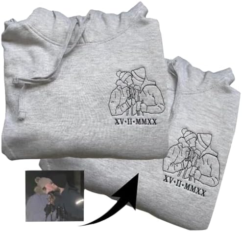 Personalized Embroidered Hoodies for Couples, Personalized Embroi...