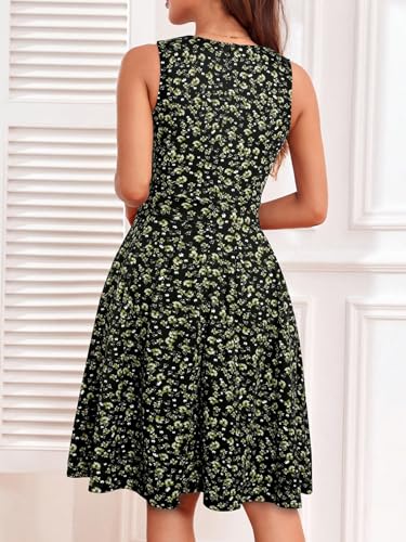 Image of Sureple Women's Retro Sleeveless Swing Casual Work Summer Party Dress with Pockets