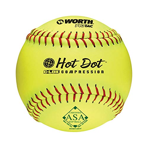 Worth 11" PROTAC HOT DOT ASA Slowptich Softball, Box of 12