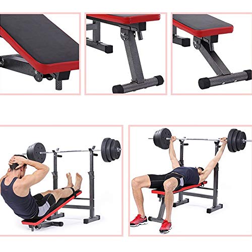 Halterbank met Verstelbare Stangsteun en Diphandgrepen, Opvouwbare Bankdrukbank, Laadvermogen van het Weight Bench 200 kg, Max Uitgevouwen Grootte 111 * 58,5 * 125 cm - Image 5
