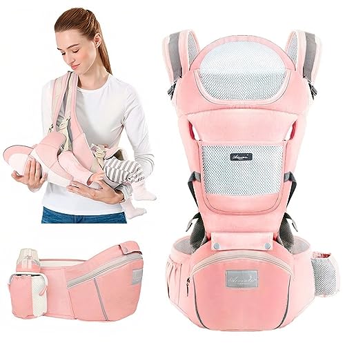 Bolsa Canguru Ergonômico Bebê Mãe Premium 12 Posições 3 Em 1 cor Rosa