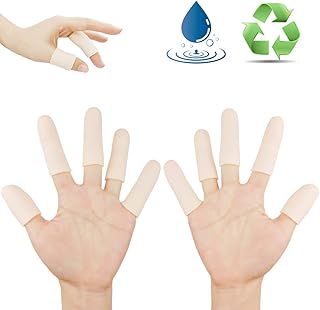 Finger Cots, Gel Finger Protectors, Waterproof Fingertip Bandage, Finger Covers Protection, Finger Tips Great for Finger Cracking, Thumb, Finger Trigger, Finger Arthritis, Latex-Free, Reusable (14PCS)