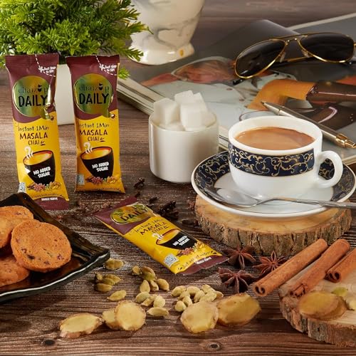 Image of Chaizup Daily 1 Min Assorted Tea Pack - 30 Sachets (No Sugar) | Elaichi & Masala Flavours | 30 Servings | 2 Packs (15 Flavours Each) | 270g