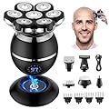 ETENTOUS Rasoio Testa Calva Uomo -7D Rasoio Elettrico Barba - 6 in 1 Rasoio Capelli uomo Testa Impermeabile IPX7 Rasoio Elettrico Corpo-Uomo con Display LED/9 Kit di Bellezza