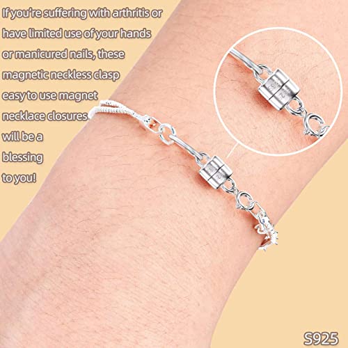Qulltk 925 Sterling Silver Magnetic Necklace Clasps And Closures,Mini Bracelets Clasp Converter Gold And Silver Chain Extender For Jewelry Making Supplies thumb #2