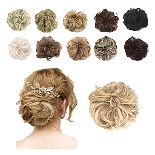 Hioffer Hair Bun Extensions 55g Messy Synthetic Chignon Hairpiece Scrunchy Updo Thick Ponytail